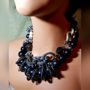 Gothic Style Crystal, Mixed Metals Chunky Statement Necklaces, Set of 3